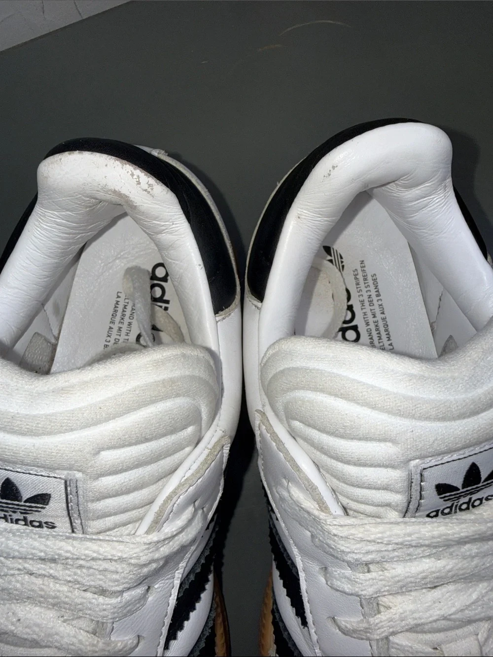 adidas White & Black Leather Sneakers with Gum Outsole